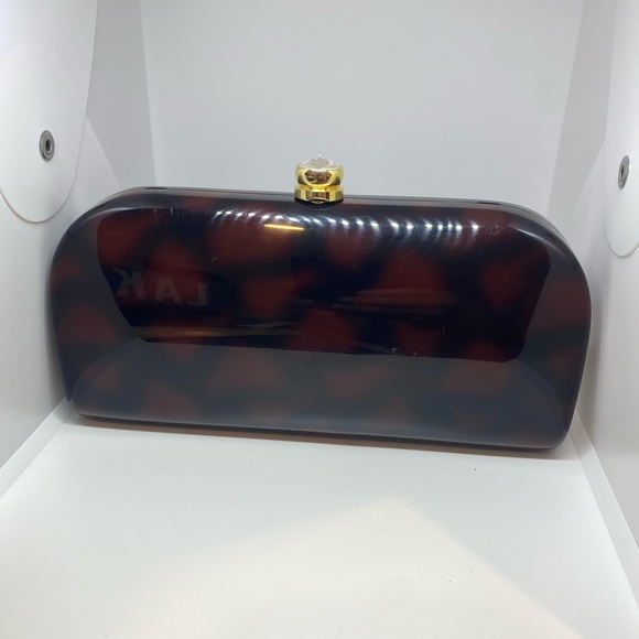 Carlo Fellini Amber Resin Clutch Purse with Gold Chain - Picture 2 of 9